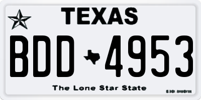 TX license plate BDD4953