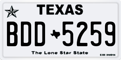 TX license plate BDD5259