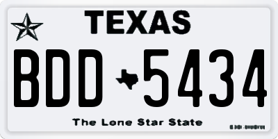 TX license plate BDD5434