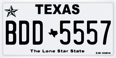 TX license plate BDD5557