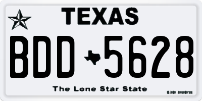 TX license plate BDD5628