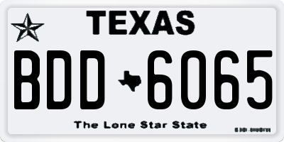 TX license plate BDD6065