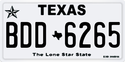 TX license plate BDD6265