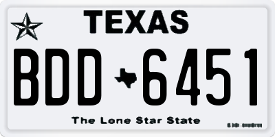TX license plate BDD6451