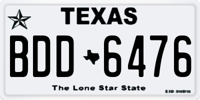 TX license plate BDD6476