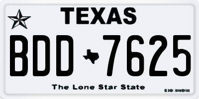 TX license plate BDD7625