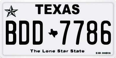 TX license plate BDD7786