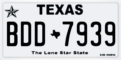 TX license plate BDD7939