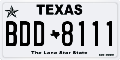 TX license plate BDD8111