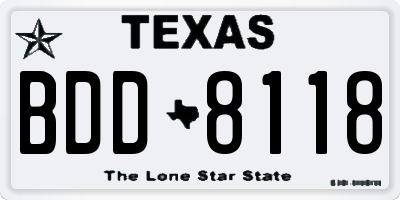 TX license plate BDD8118