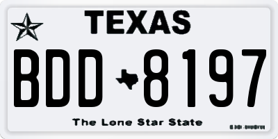 TX license plate BDD8197
