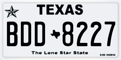 TX license plate BDD8227