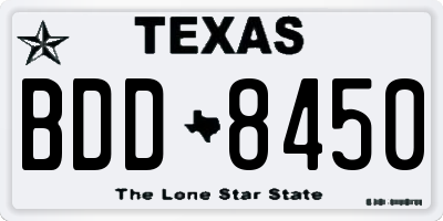 TX license plate BDD8450