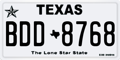 TX license plate BDD8768