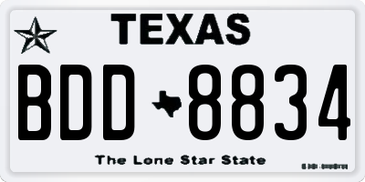 TX license plate BDD8834