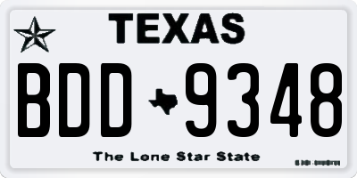 TX license plate BDD9348