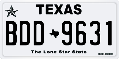TX license plate BDD9631