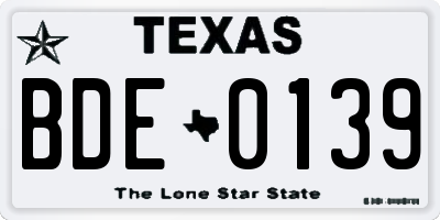 TX license plate BDE0139