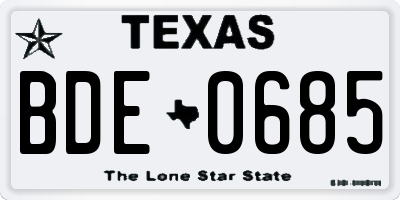 TX license plate BDE0685