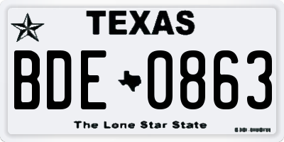 TX license plate BDE0863