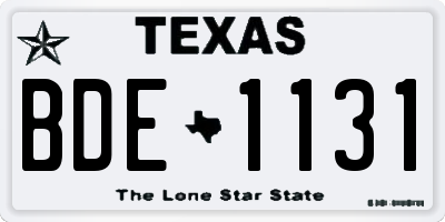 TX license plate BDE1131
