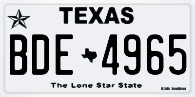 TX license plate BDE4965