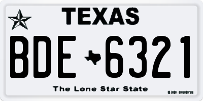 TX license plate BDE6321