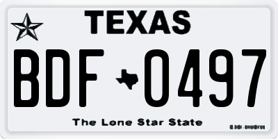 TX license plate BDF0497