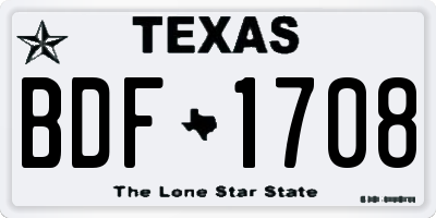 TX license plate BDF1708