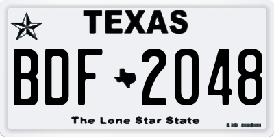 TX license plate BDF2048