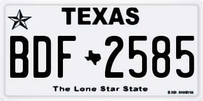 TX license plate BDF2585