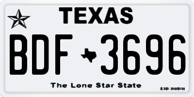 TX license plate BDF3696