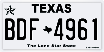 TX license plate BDF4961