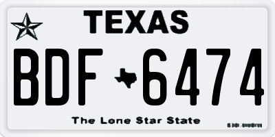 TX license plate BDF6474