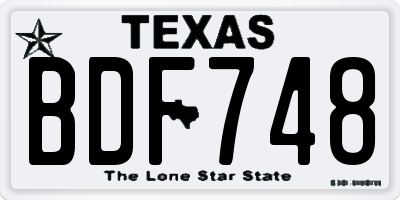 TX license plate BDF748