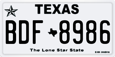 TX license plate BDF8986