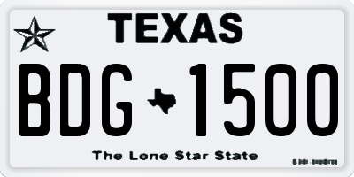 TX license plate BDG1500