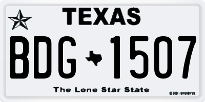 TX license plate BDG1507