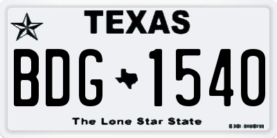 TX license plate BDG1540