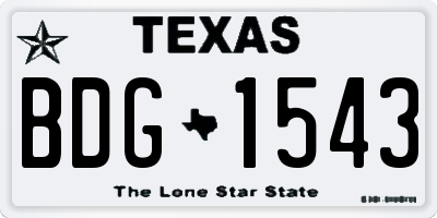 TX license plate BDG1543