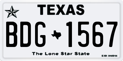 TX license plate BDG1567