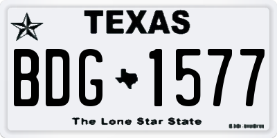 TX license plate BDG1577