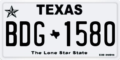 TX license plate BDG1580