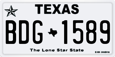TX license plate BDG1589