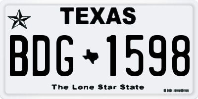 TX license plate BDG1598