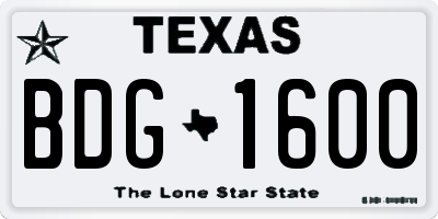 TX license plate BDG1600