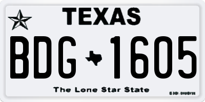 TX license plate BDG1605
