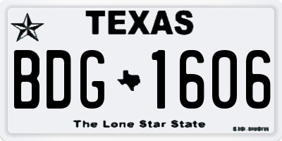 TX license plate BDG1606