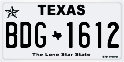 TX license plate BDG1612