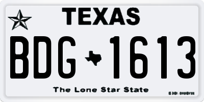 TX license plate BDG1613